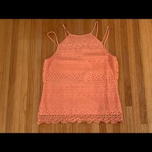 Ladekh tank halter top straps—apricot cotton lace
